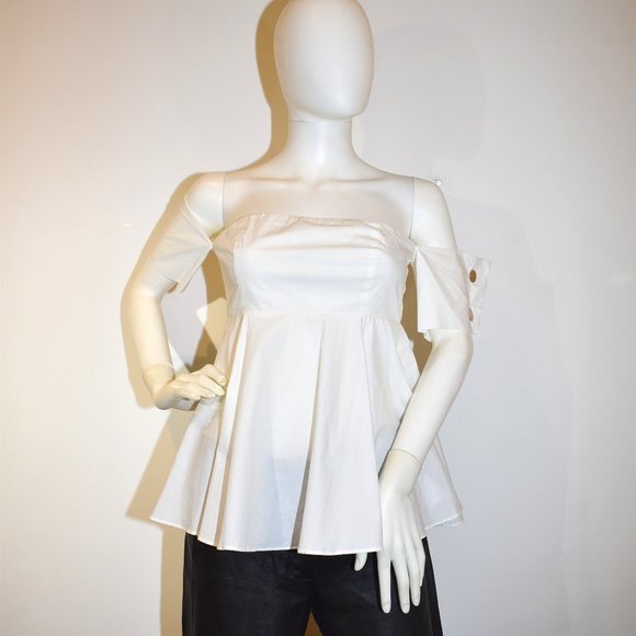 Endless Rose White OTS Peplum Blouse size … - Picture 1 of 5